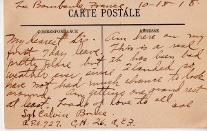 Letters home from Calvin Leroy Bruce, during WWI.