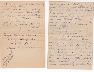 Letters home from Calvin Leroy Bruce, during WWI.