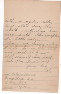 Letters home from Calvin Leroy Bruce, during WWI.